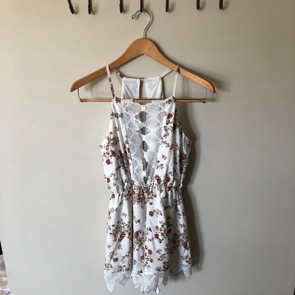 Floral lace romper